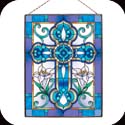 Art Panel-AP142R-Tiffany Cross in Blue & Violet - Tiffany Cross in Blue & Violet