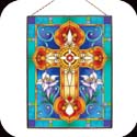 Art Panel-AP144R-Tiffany Cross in Jewel Tones - Tiffany Cross in Jewel Tones