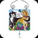 Suncatcher-JSW243R-2 Cats//A friend is a gift from God - 2 Cats//A friend is a gift from God