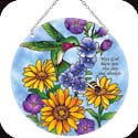 Suncatcher-LC289R-Hummingbird & Flowers/May God bless you this day and always - Hummingbird & Flowers/May God bless you this day and always