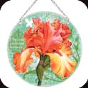 Suncatcher-LC291R-Orange Iris/His love endures forever. 2 Chron. 7:3 - Orange Iris/His love endures forever. 2 Chron. 7:3