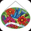 Suncatcher-LO119R-Blue bird & Gerbera Daisies/Love Joy Peace - Blue bird & Gerbera Daisies/Love Joy Peace