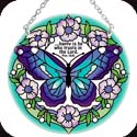 Suncatcher-MC317R-Blue Butterfly/?happy is he who trusts in the Lord. Prov. 16:20. - Blue Butterfly/?happy is he who trusts in the Lord. Prov. 16:20.