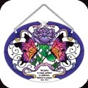 Suncatcher-MO331R-Butterflies & Lavender Rose/Be joyful in hope, patient in affliction, faithful in prayer.  Rom. 12:12 - Butterflies & Lavender Rose/Be joyful in hope, patient in affliction, faithful in prayer.  Rom. 12:12