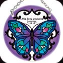 Suncatcher-SC224R-Blue Butterfly/...His love endures forever. 2 Chr. 7:3 - Blue Butterfly/...His love endures forever. 2 Chr. 7:3