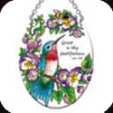 Suncatcher-SO301R-Hummingbirds & Bee - "Great is thy faithfulness." Lam. 3:23 - Hummingbirds & Bee - "Great is thy faithfulness." Lam. 3:23